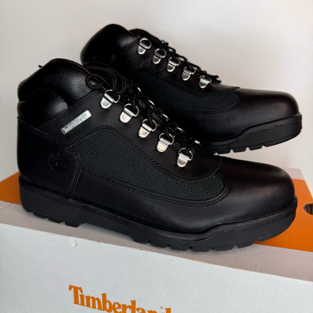 Men’s size 7 Timberland field boots triple black work leather classic high top